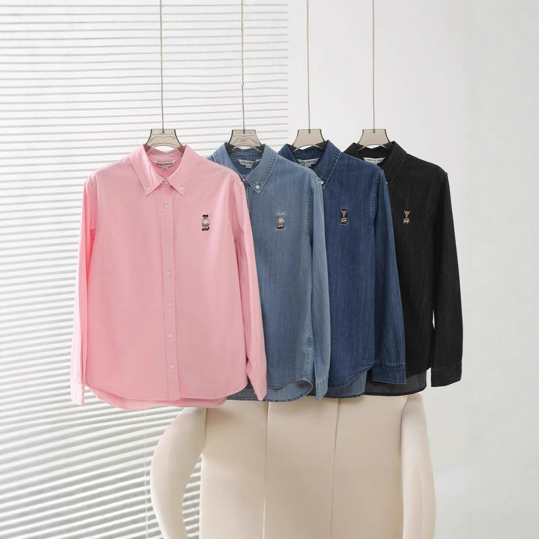 2025 New Autum Women's Preppy Style Casual Simple American Denim Long-Sleeved Shirt Ttyp256301I