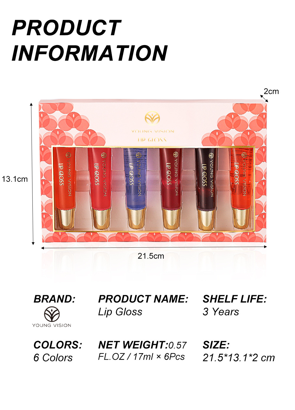 YOUNG VISION Lip Oil 6-bottle Set, Lip Gloss, Mint Lip Lotion, Hydrating Lip Oil undefined