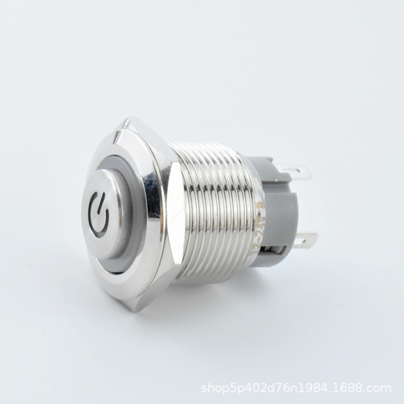 19mm金属按钮开关电源标带灯高头自锁位小型圆形点动启动电源按键