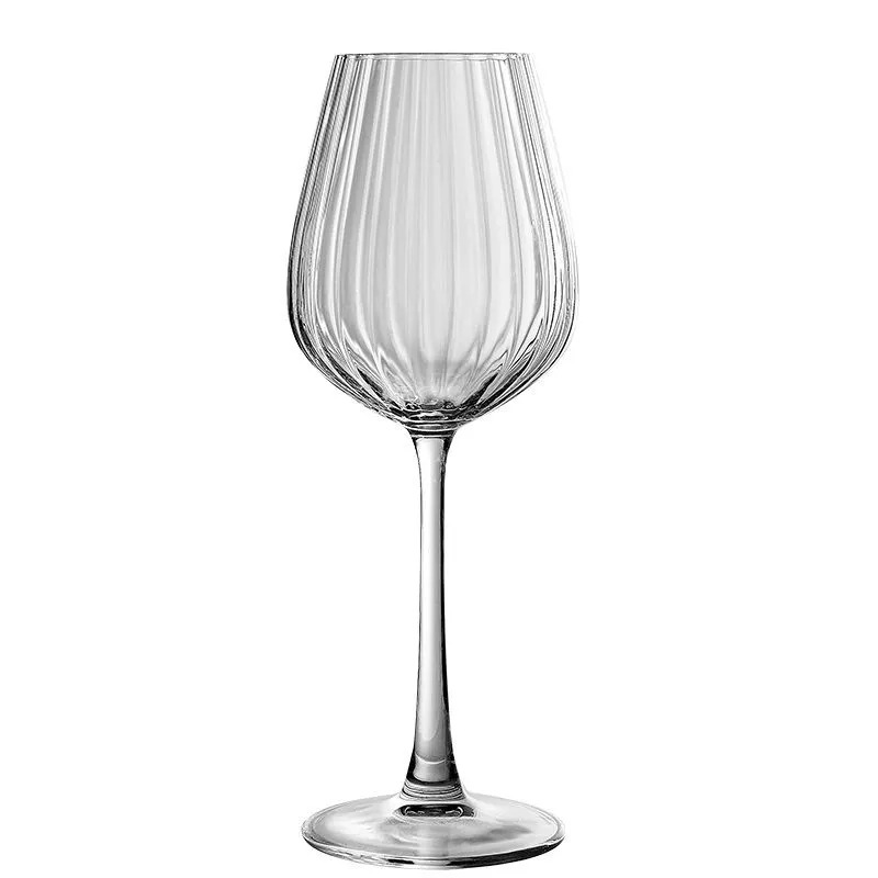 Fábrica al por mayor prisma roscado taza de vino creativo de cristal de gran vientre taza de vino taza de pie alto