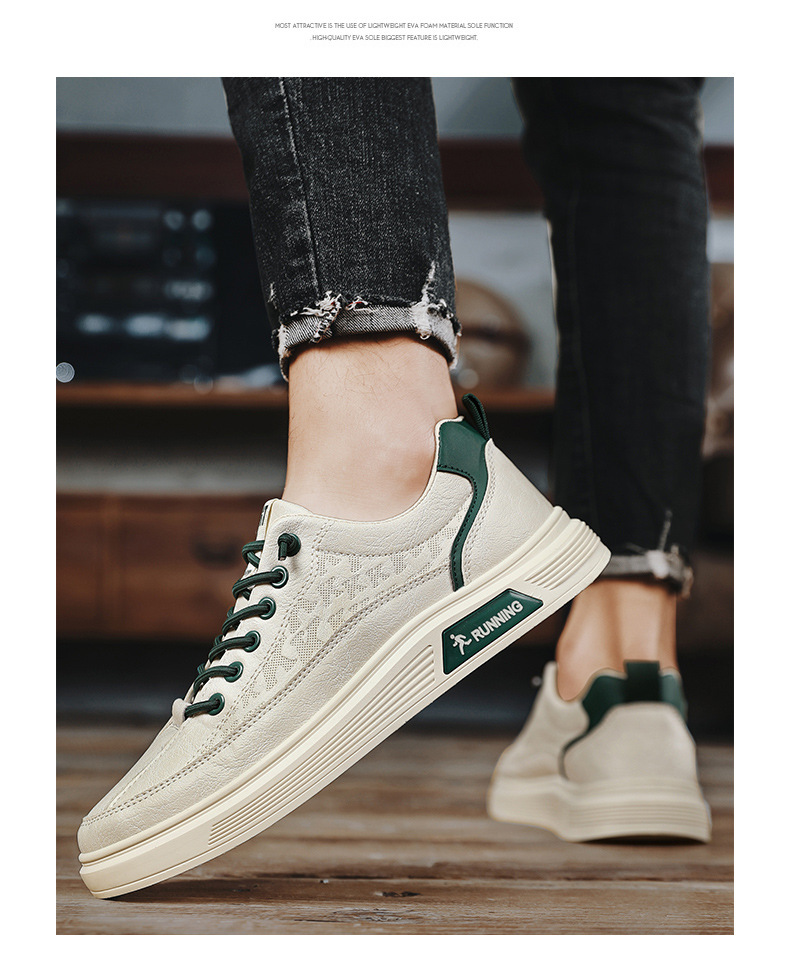 Herren Freizeitschuhe Weiß Flach Koreanischer Stil Sneaker_voghion.com