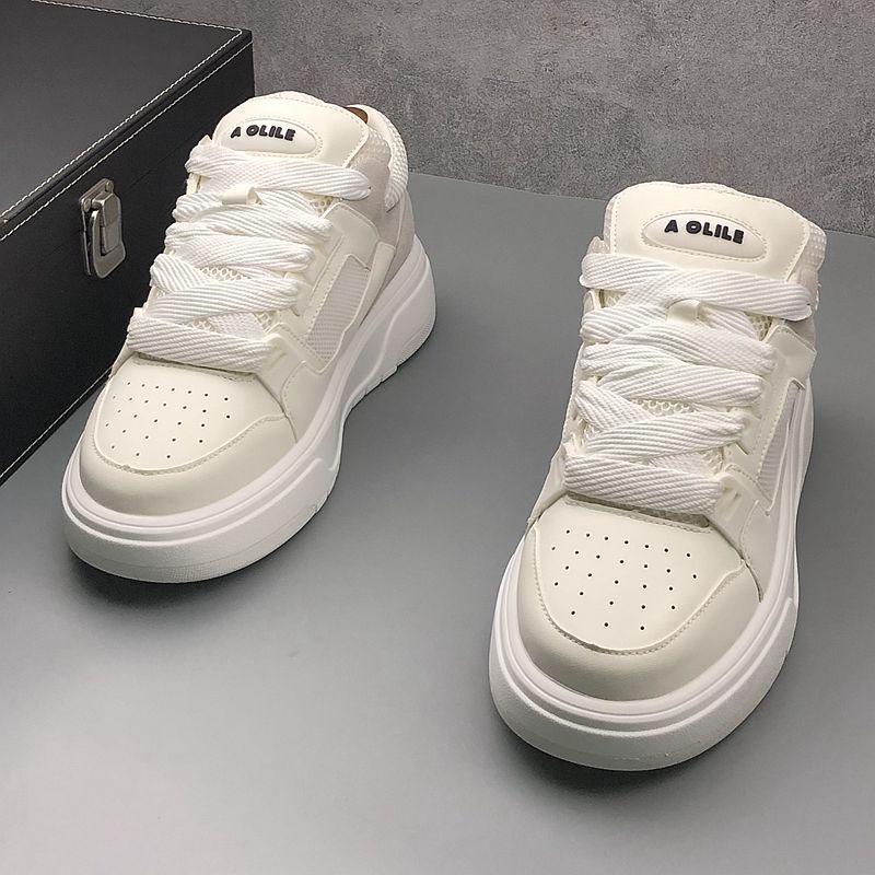 Little White 2024 Summer New Breathable Mesh Thick Sole Elevated Sports and Casual Board with Internet Red Same Style_voghion.com