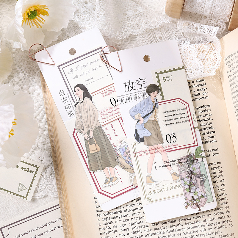 Registro blanco sin adhesivo de papel de notas retro marcador de notas marcador de sellos material de decoración de contabilidad