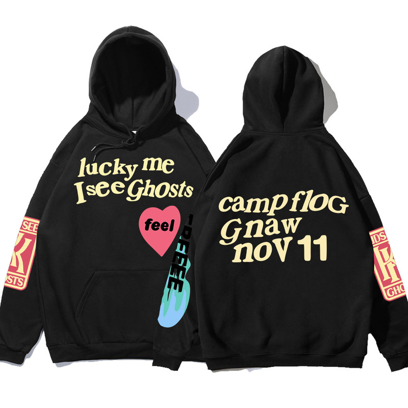 2025 New Export Independent Station Loose Graffiti Letter Print Loose Hooded Kanye Sweatshirt for Men and Women