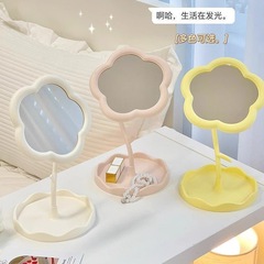 Ins花ミラー寮寝室デスクトップ高颜値収納化粧鏡かわいい化粧鏡回転可能なアイデア