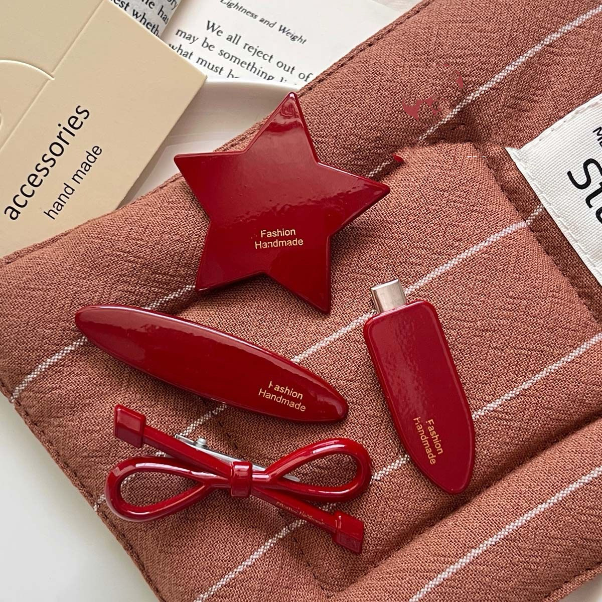 Anchorage arco rojo clips para el cabello de la niña lateral pestaña clips para el cabello de alta sensibilidad clips de boca de pato tocado