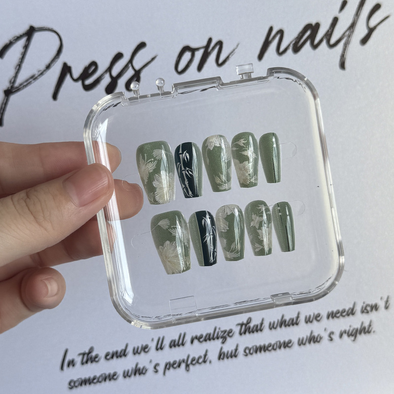 Ultra Short Ladder Crystal Cat's Eye Wear Armor Handmade Advanced Spring Armor Guofeng Butterfly Design Base Color Nail Art Ultra Short Ladder Crystal Cat's Eye Wear Armor Handmade Advanced Spring Armor Guofeng Butterfly Design Base Color Nail Art