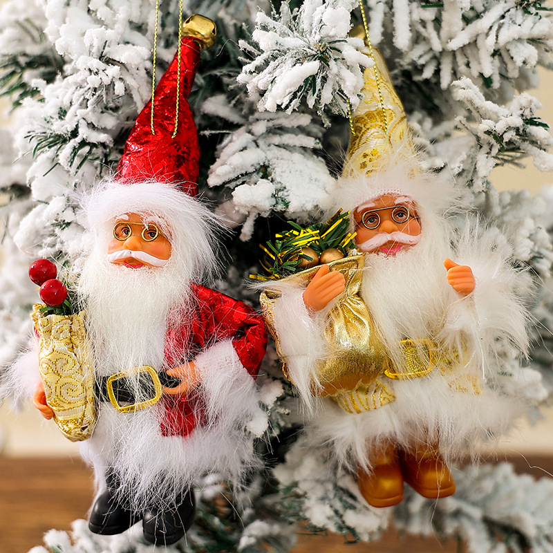 Cross-border Christmas tree pendants, atmosphere decoration supplies, elderly doll ornaments, children's gifts, 5-inch silicone dolls