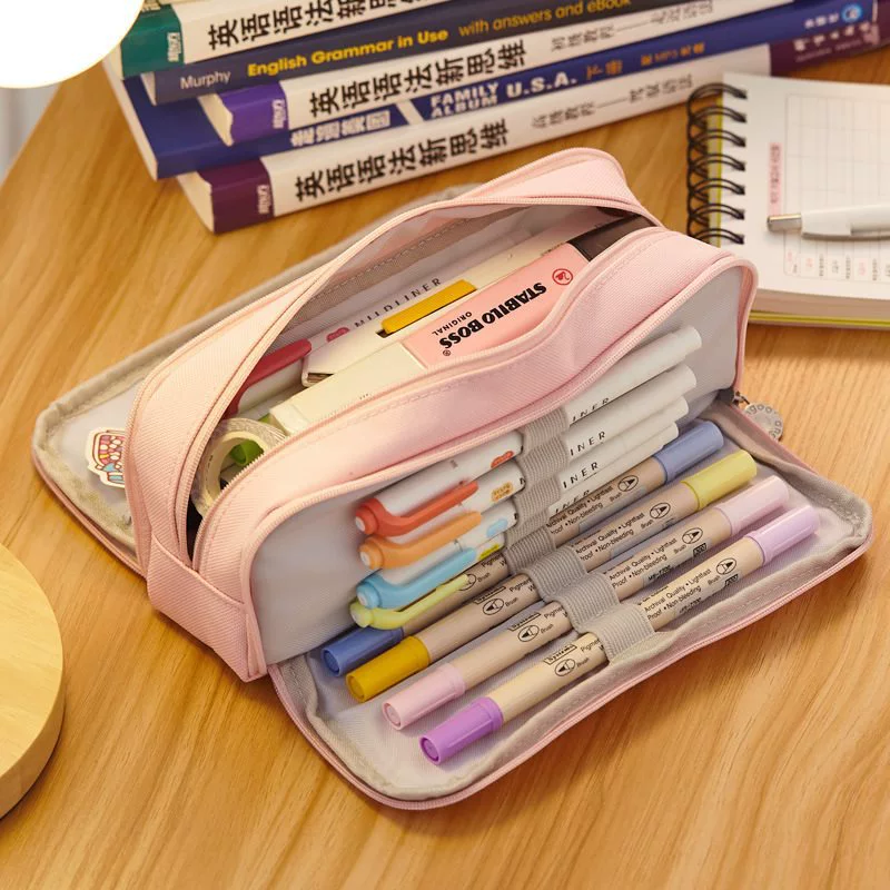 Capacious multilayer Japanese pencil case for students, for secondary school