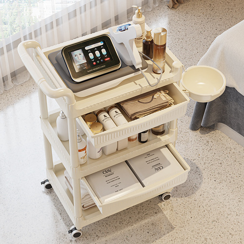 Beauty salon instrument trolley, care tool special trolley, multi-functional mobile manicure and eyelashes storage rack