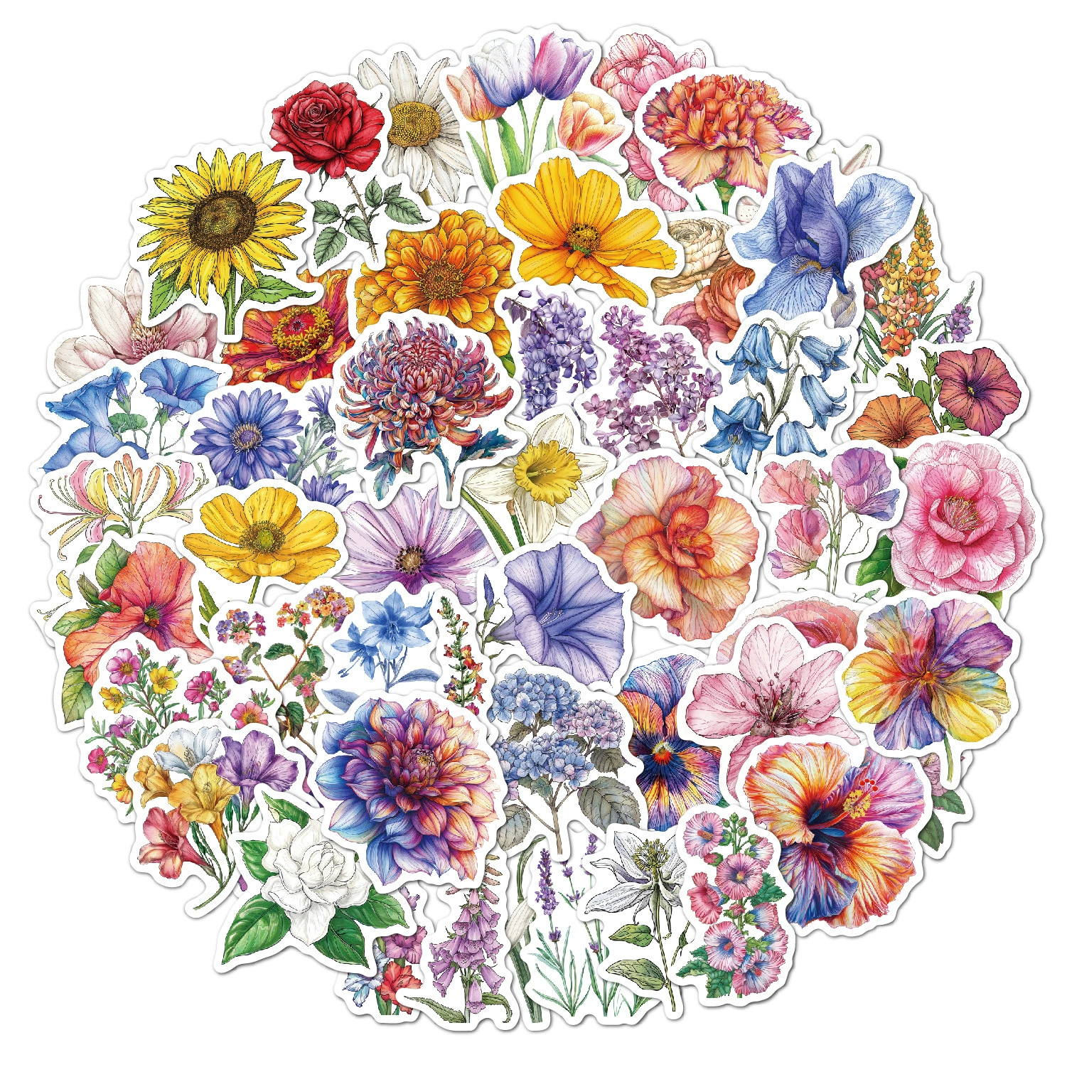 Цветочные наклейки 50 голографических блестящих стаканов для компьютера планшетный ноутбук украшения водонепроницаемые наклейки для багажа