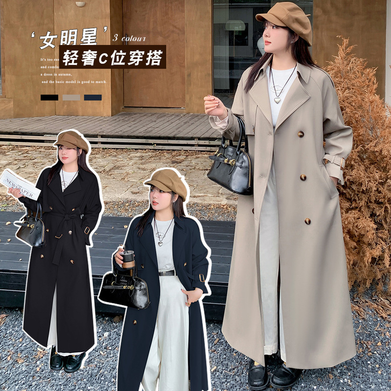 Y889 Xuan Chen Loose Long Windbreaker Autumn New plus size Dressing All-match Slim Look Coat Internet Celebrity Lace-up Coat Women Y889 Xuan Chen Loose Long Windbreaker Autumn New plus size Dressing All-match Slim Look Coat Internet Celebrity Lace-up Coat Women