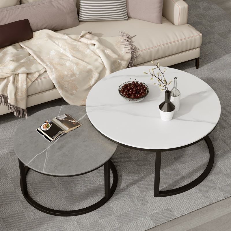 작은 원형 시멘트 그레이 + 큰 원형 스노우 마운틴 화이트(무도장) 블랙 프레임