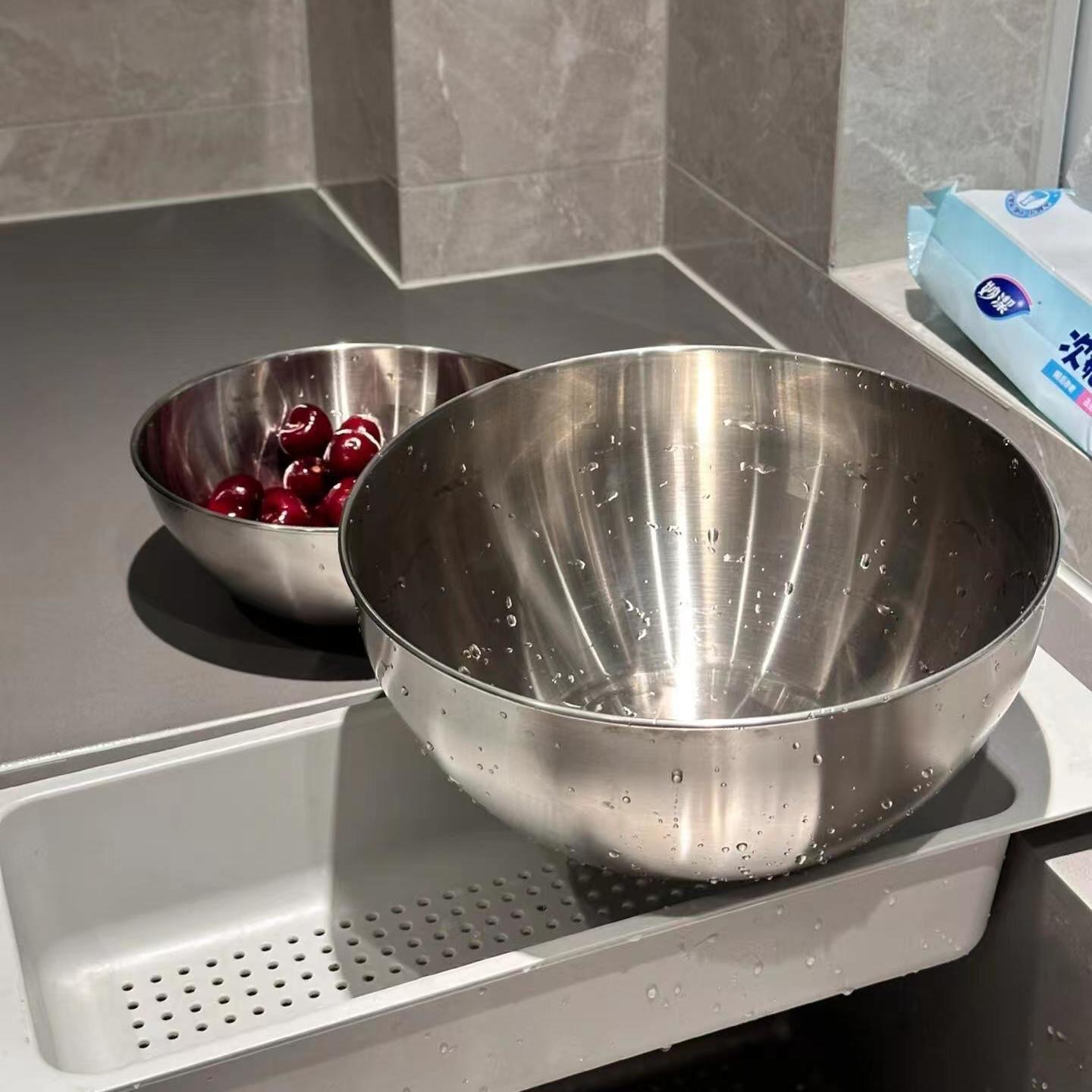 不锈钢沙拉盆厨房家用料理盆带刻度和面盆韩式打蛋搅拌烘焙盆面盆