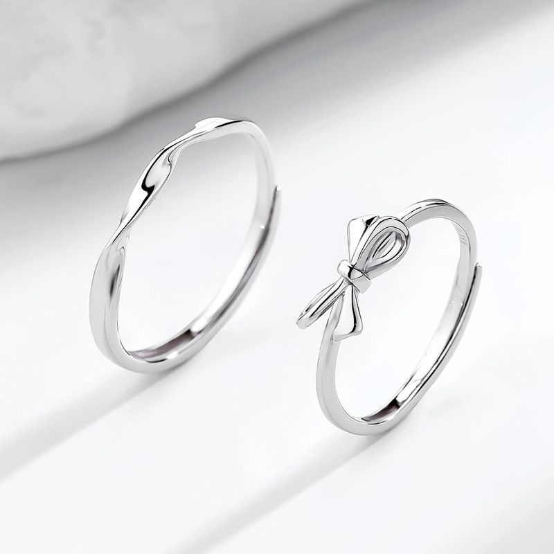 足銀999情侶戒指莫比烏斯輕奢韓版小眾簡約純銀扭環開口對戒時尚