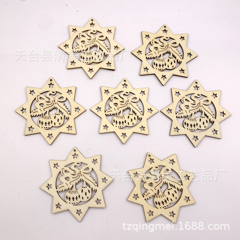 80mm estrella de ocho puntas linterna pieza de madera registro de madera decoración navideña de bricolaje pieza de madera 10 paquete con cuerda de cáñamo