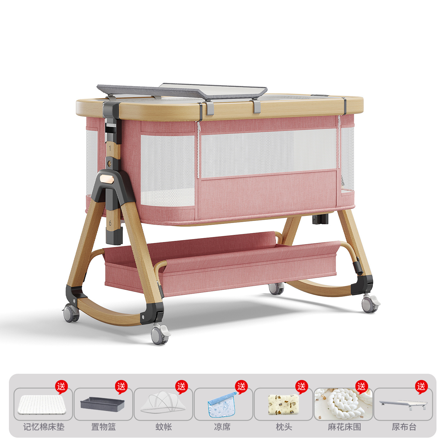 Cama de aleación de aluminio móvil portátil cuna cama plegable multifuncional bb cama recién nacida cama de empalme