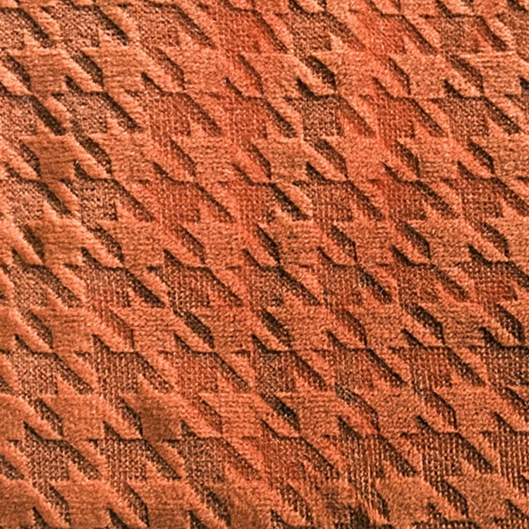 厂家在线千鸟格烂花超柔短毛绒 针织经编花型服装绒布面料