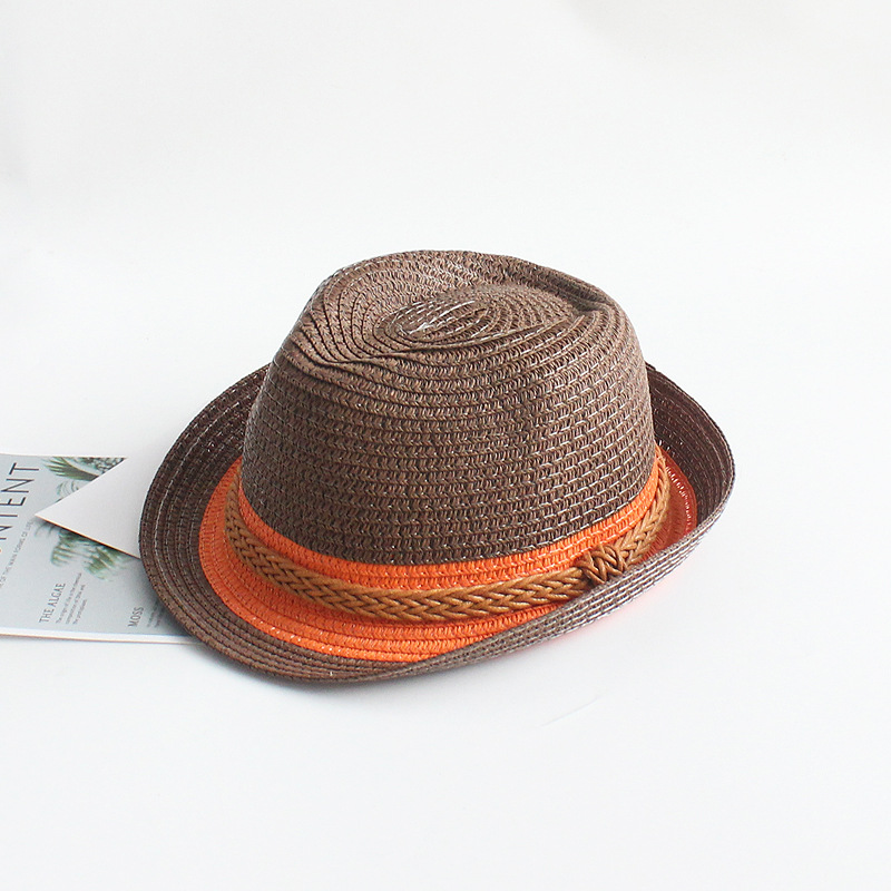 Crimping Design Children Unisex Fashion Color Block Crimping Straw Hat