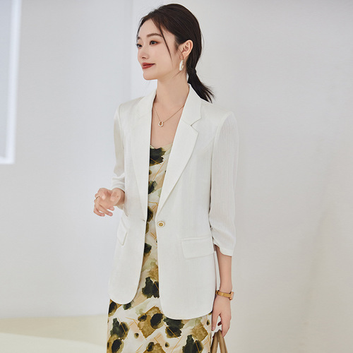 Mid-sleeve small blazer women's spring 2024 new high-end suit suspender skirt professional suit skirt two-piece set