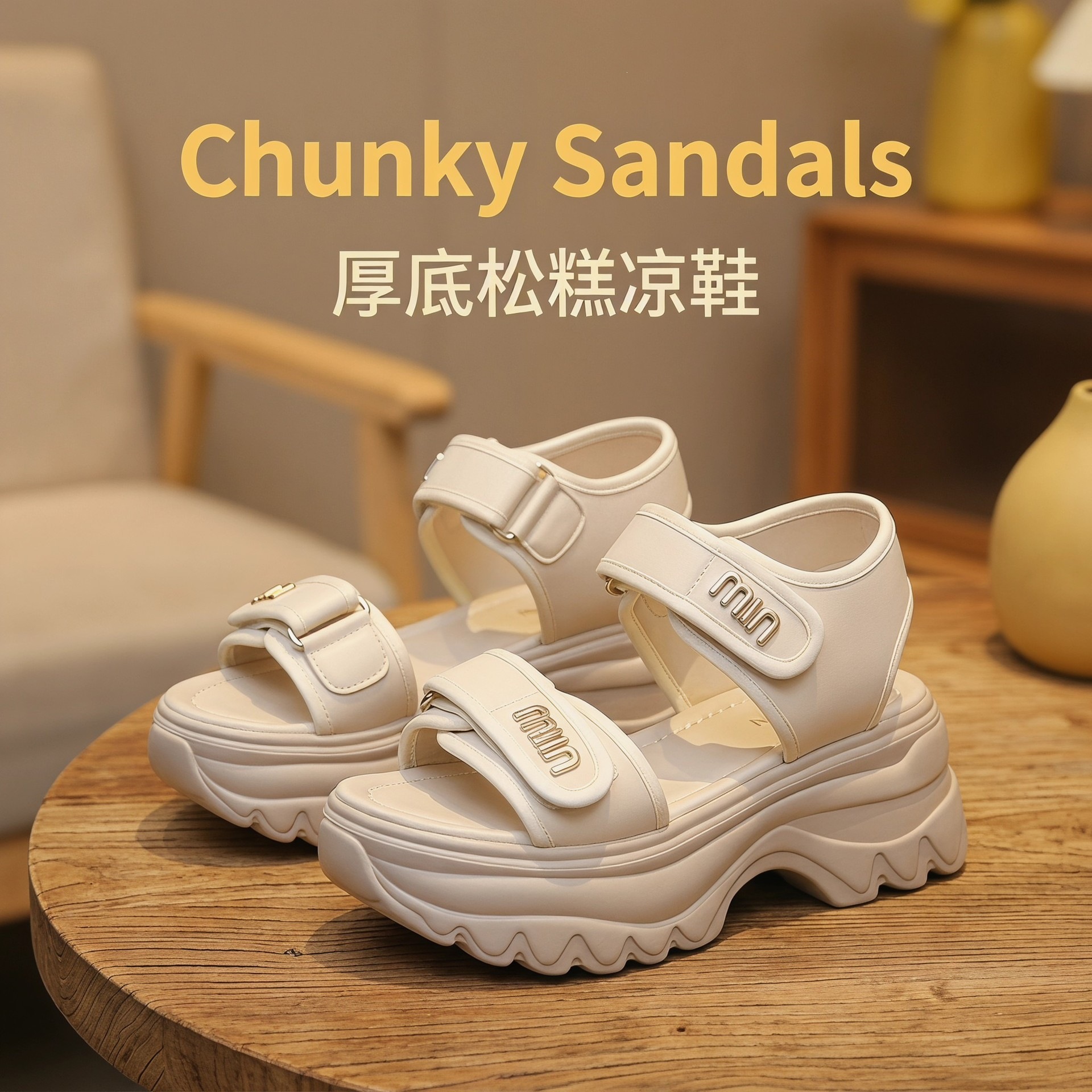 Gran tamaño 2026 sandalias de suela gruesa para mujeres de verano velcro muffin zapatos suaves no cansados pies zapatos de playa romanos sueltos suela alta