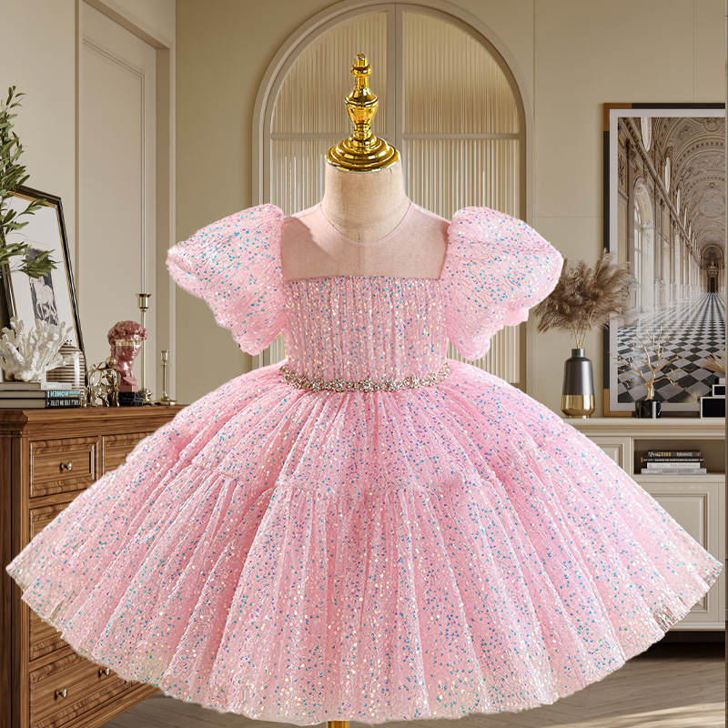 Children's Host Evening Piano Performance Outfit, Little Girl's Birthday Princess Dress, Girls' High-End Runway Dress_voghion.com