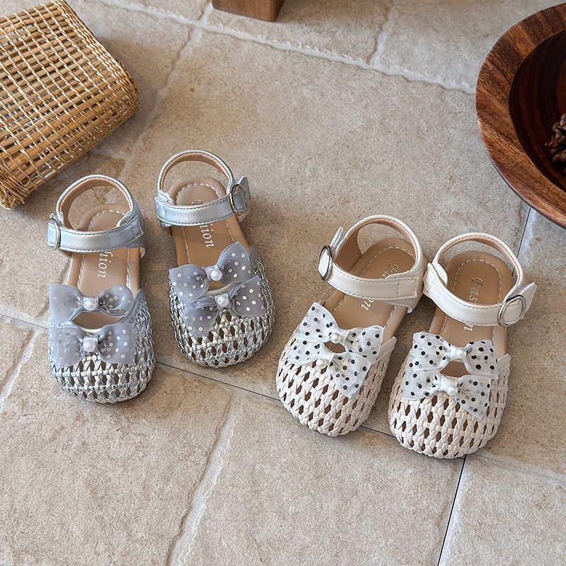 Niñas sandalias trenzadas 2026 verano nuevo bebé arco sandalias huecas zapatos princesa para niños image 5