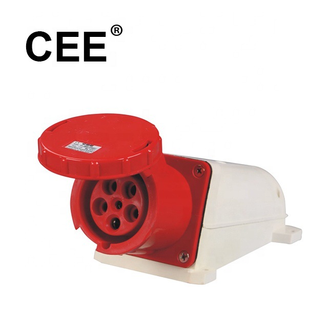 CEE-135/145明装插座63A125A380V3P+N+E墙壁式工业插座高电流适用