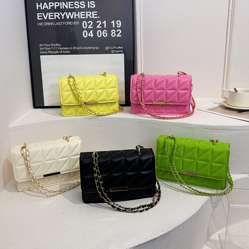 Cross-border Hot Women's Bag 2025 New Simple Small Square Bag High-end All-match Chain Shoulder Bag Rhombic Crossbody Bag Cross-border Hot Women's Bag 2025 New Simple Small Square Bag High-end All-match Chain Shoulder Bag Rhombic Crossbody Bag