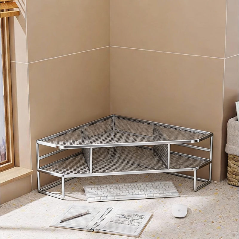 Corner Computer Screen Heightening Stand, Triangular Workstation Desktop Monitor Heightening Stand, Storage Rack, Corner Storage Shelf