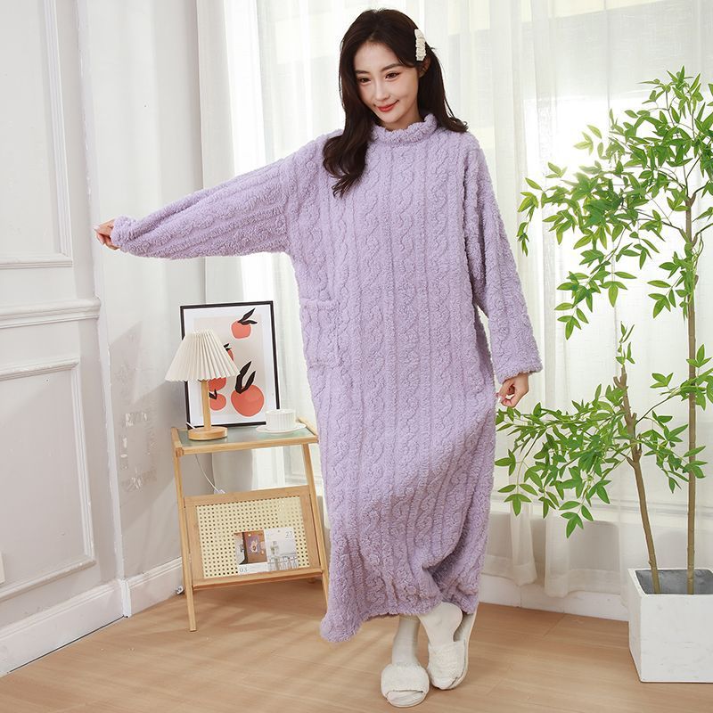 걷는 이불 산호 양털 긴 잠옷 홈 의류 잠옷 따뜻한 겨울 확장 잠옷 세대 제조 업체