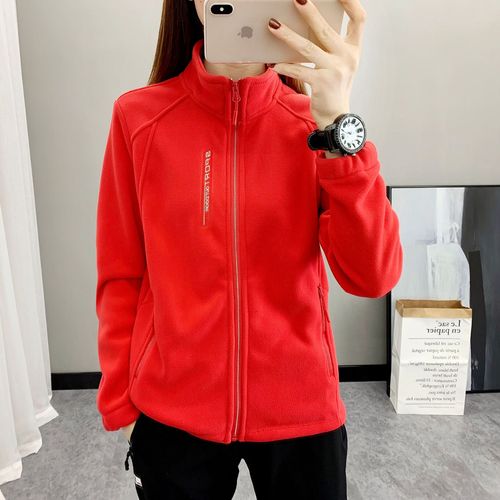 Spring and Autumn Fleece Jacket for Women Outdoor Warm and Breathable Open Cardigan with Stand Collar Slimming Fleece Jacket for Men Mountaineering Cross-border Use Only