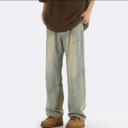 American retro design men's summer high street cool stylish versatile loose work straight-leg pants