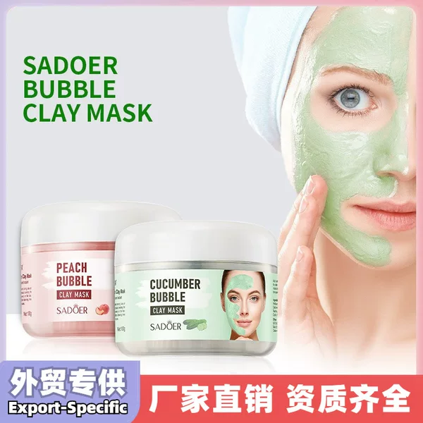 All-English Mud Mask Sadoer Cucumber Peach Bubble Mask Mud for Pore Cleaning Skincare Products Cross-Border Foreign Trade
