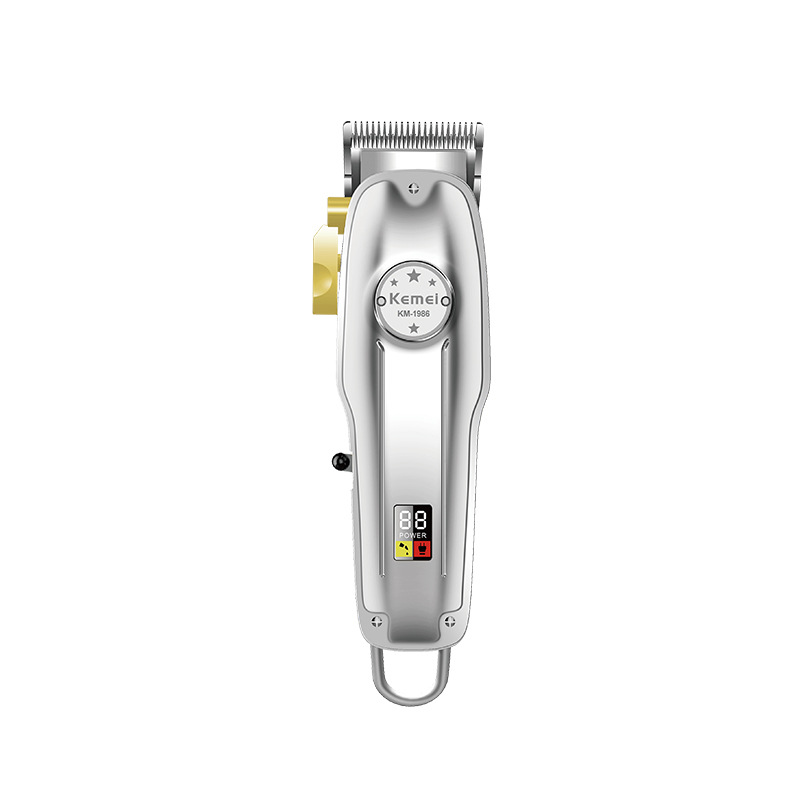 Kemei pelo clipper LED LCD digital display metal cuerpo aceite cabeza clipper KM-1986 + PG eléctrico clipper