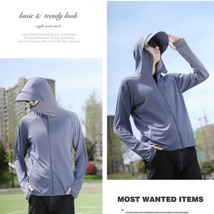 Men's Summer Thin Mesh Breathable Outdoor Fishing Ice Silk Sunscreen Clothing