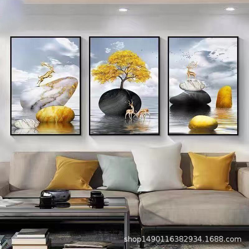 メーカー客間装飾画北欧風ソファー背景壁壁画現代シンプル寝室レストラン壁画掛け画|undefined