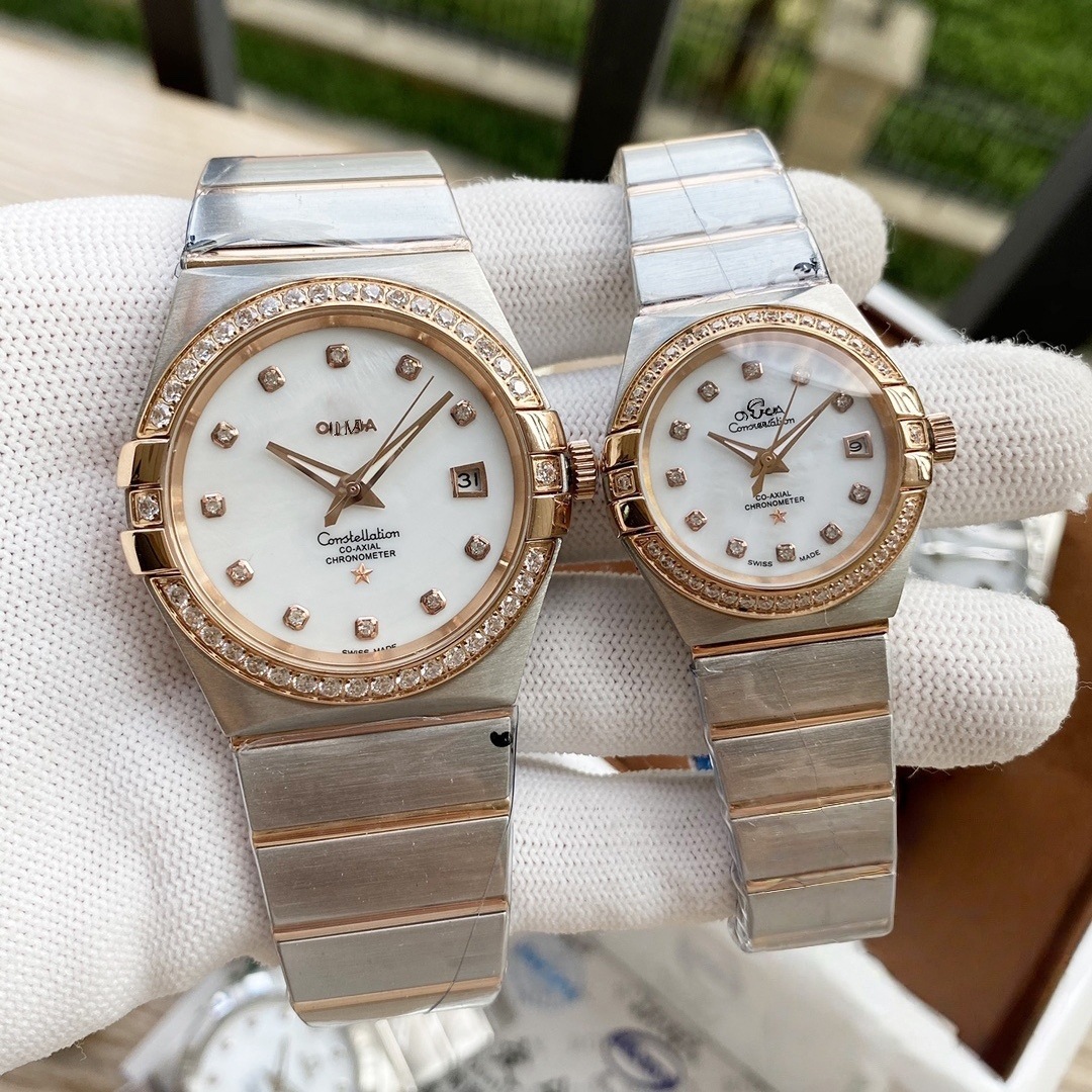 Omega Constellation Watch Series Full Color Diamond Disc Fashion Quartz Men and Women Couple Watch One Piece Wholesale