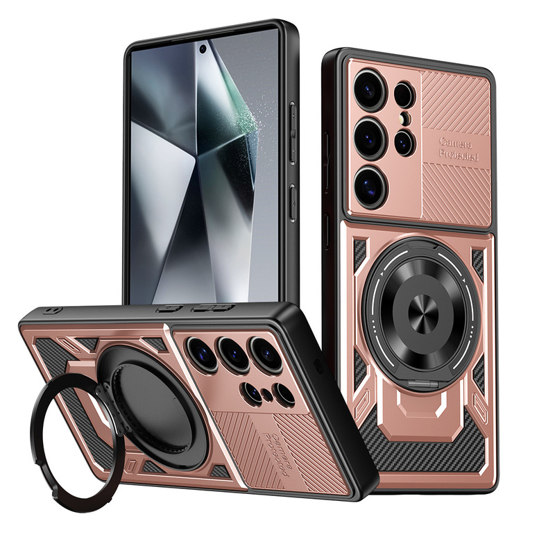 国境を越えた SAM S25ULTRA 携帯電話ケース、優れた肌の感触の回転スタンド、磁気吸引、Samsung S24 落下防止ハード|undefined