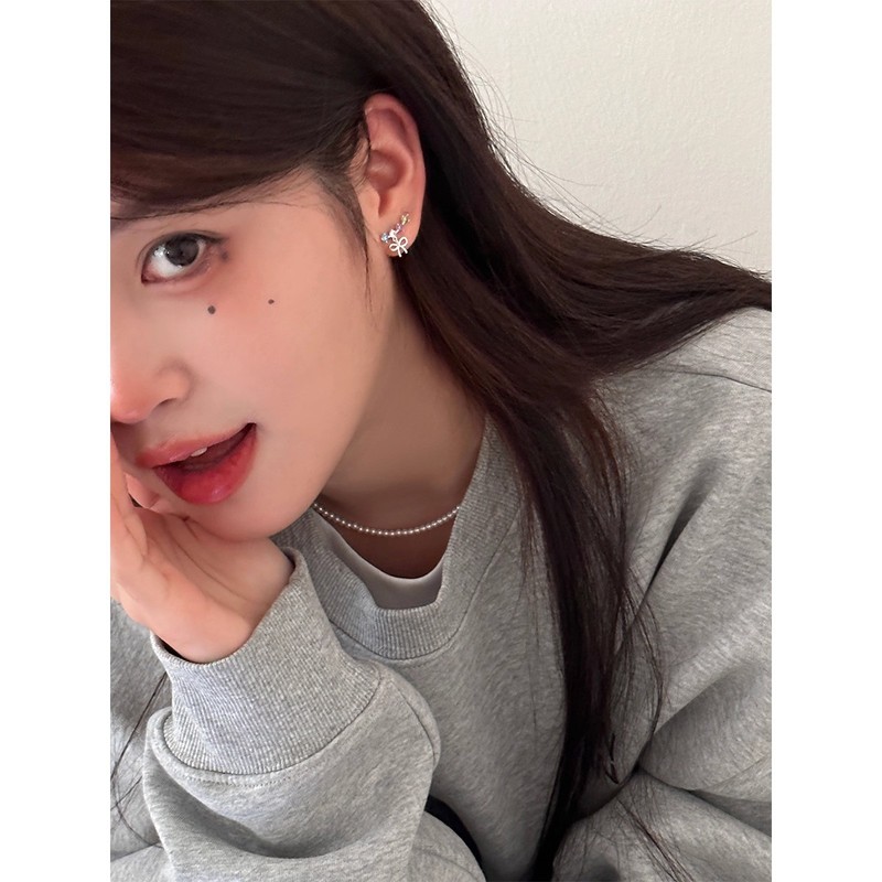 蝴蝶结彩色锆石耳钉女银针养耳洞绝美耳环2025新款爆款高级感耳饰|undefined