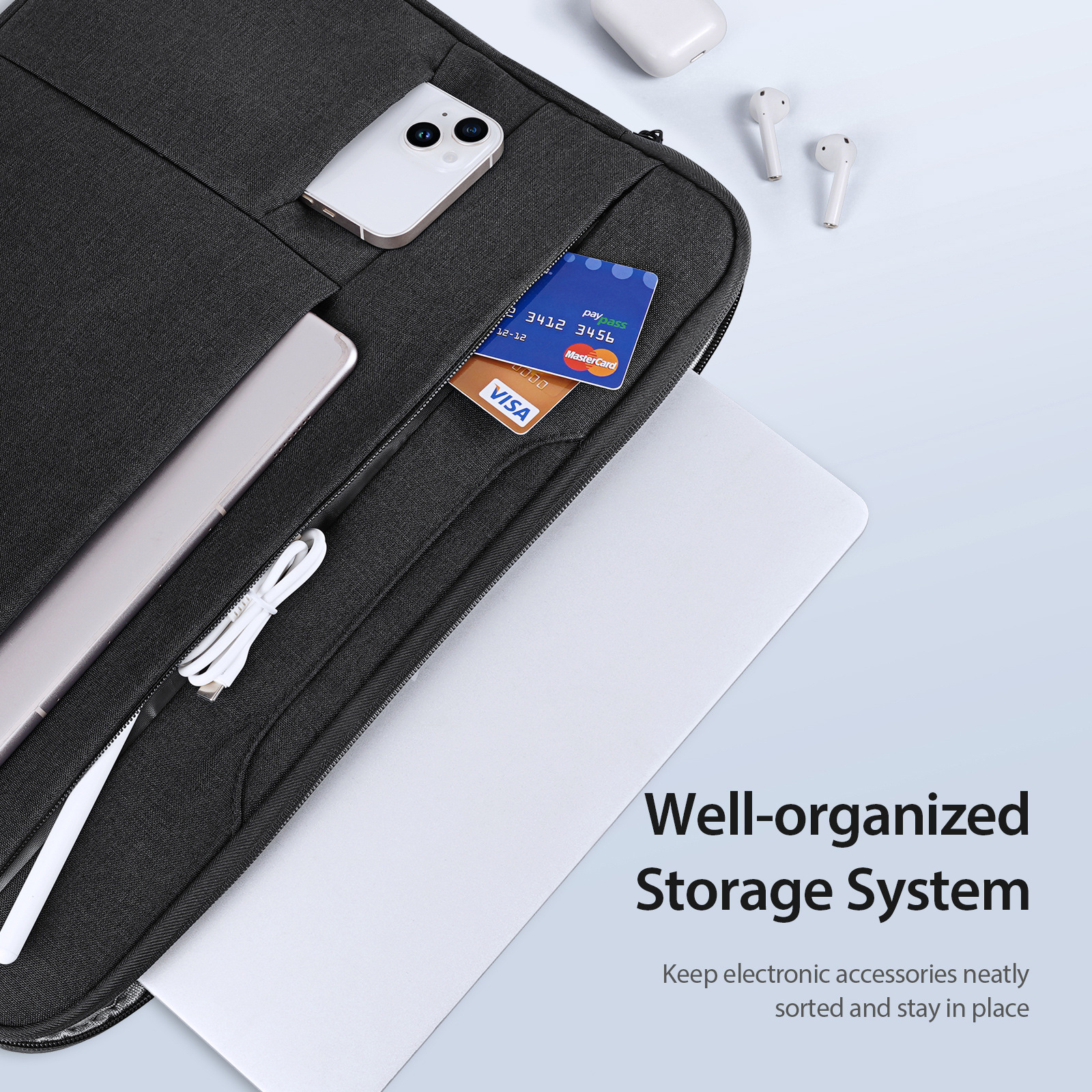 Aplicable para Macbook Apple bolso de computadora portátil multibolsillo Xiaomi Huawei bolso de almacenamiento de computadora portátil mayorista