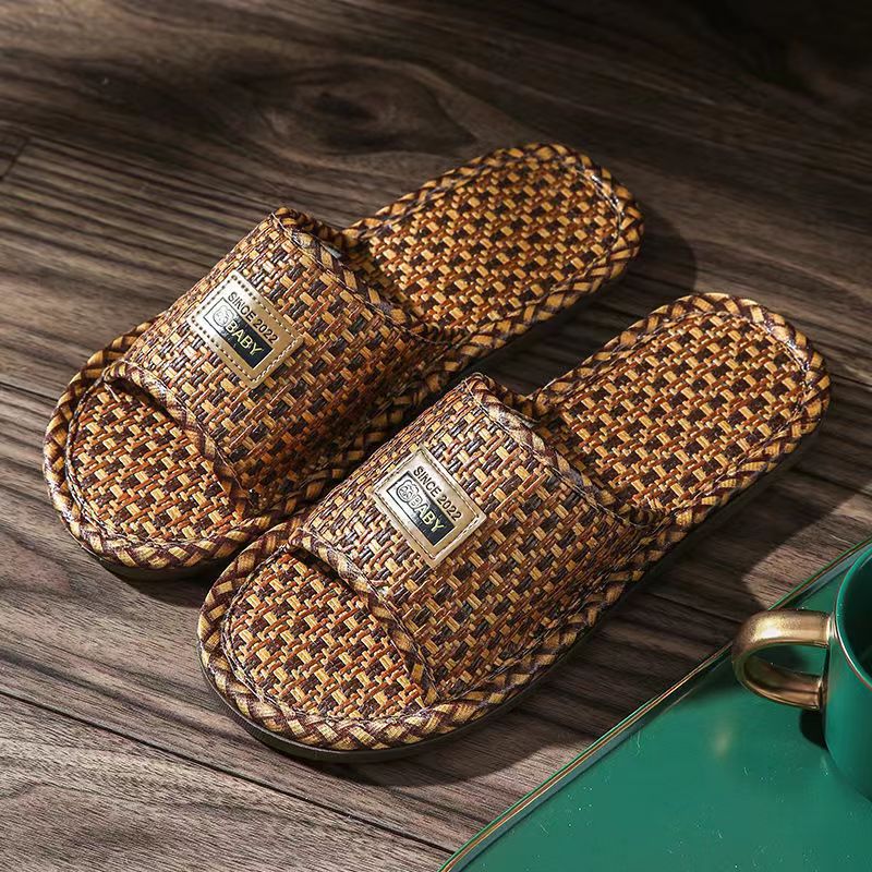 가죽라벨 밀짚매트 [두꺼운 바닥]