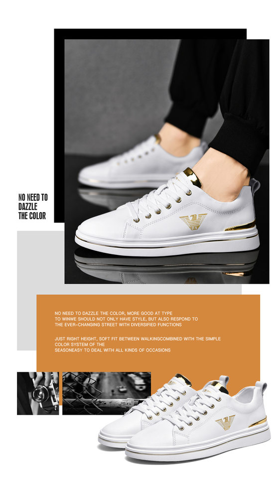 Giày sneaker nam da thật thoáng khí, đế bệt cổ thấp, dáng thời trang — FA2800 màu trắng, FA2800 màu đen, K2800 trắng, K2800 đen chi tiết 2