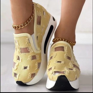 Foreign Trade Cross-border Large-size Beggar Breathable Height-increasing Single-layer Shoes Women's 2023 Summer New Casual Slip-on Loafers