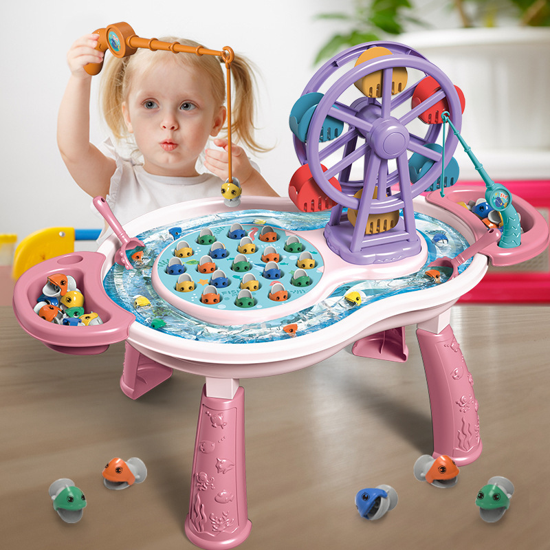 Cross-Border Children's Fishing Toys Magnetic Fishing Plate Fishing Rod Set Baby Early Education Children's Gifts Wholesale