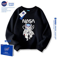 NASA Men's and Women's Children's Astronaut Spring and Autumn 2024 New Fashion Streetwear Round Neck Top Casual Parent-Child