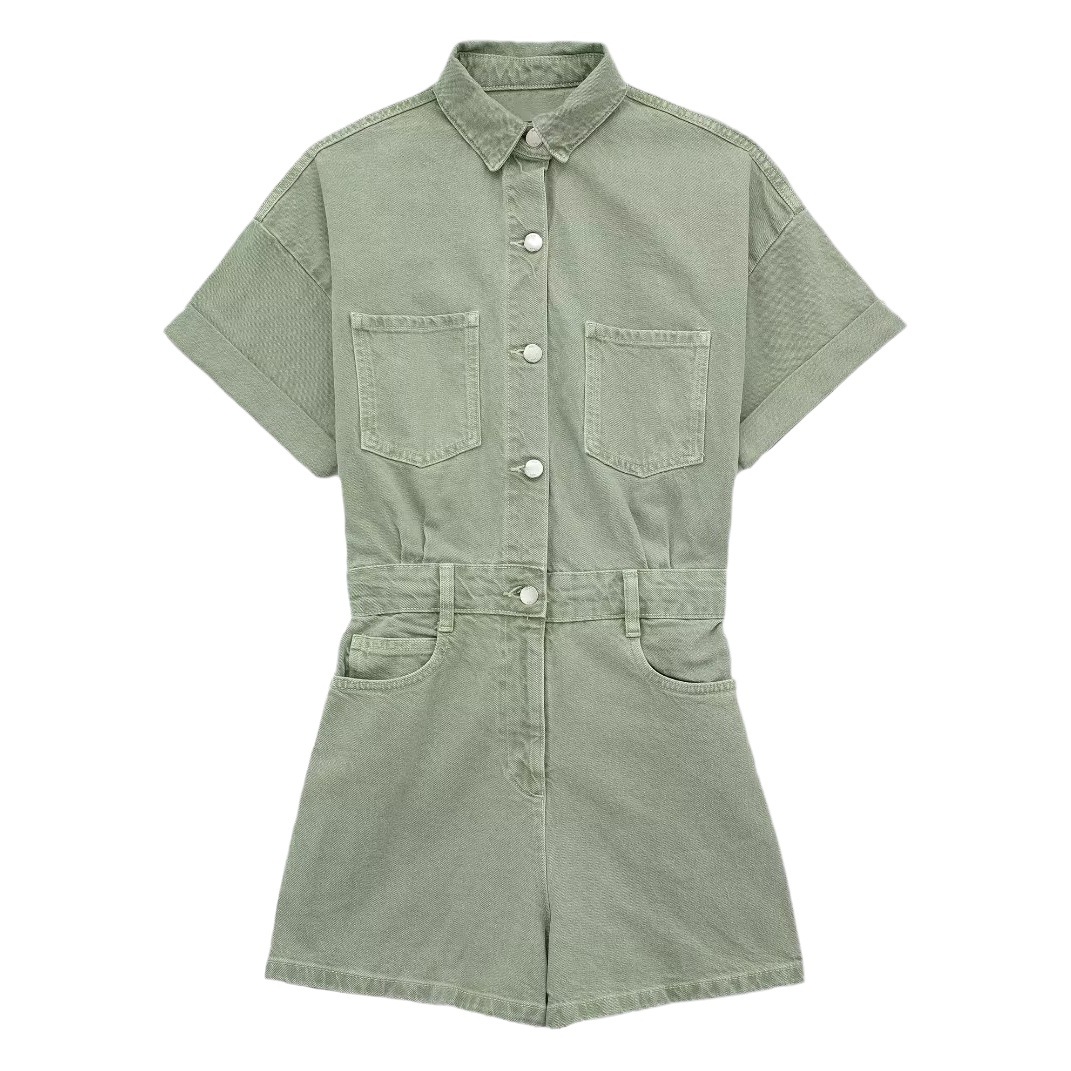 Comercio exterior transfronterizo al por mayor 2023Z verano nuevo viajero versátil ropa de mujer Denim short jumpsuit Y13-478