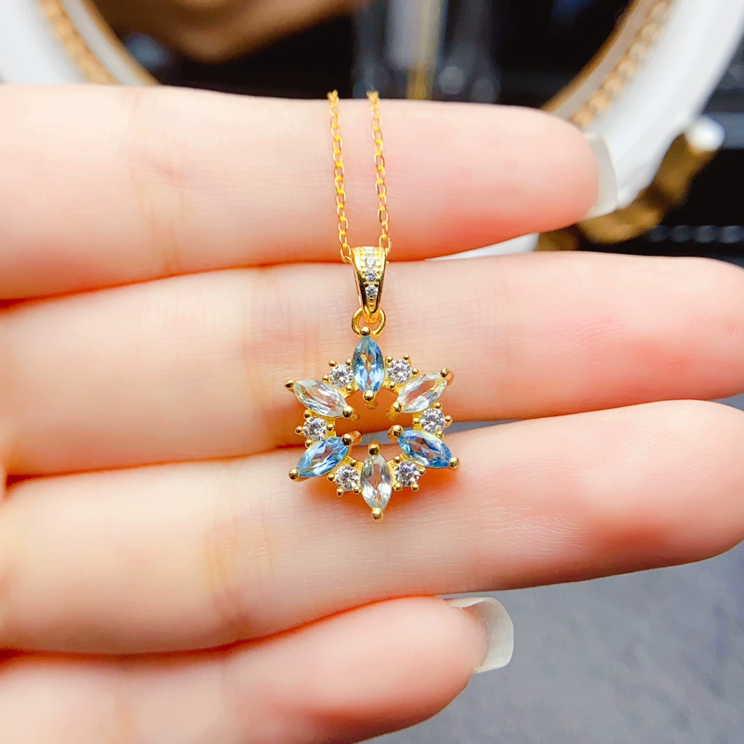 Новый натуральный топазовый кулон S925 Серебряный инкрустированный основной камень 2*4 мм дикая сетка красный взрывные женские украшения оптом