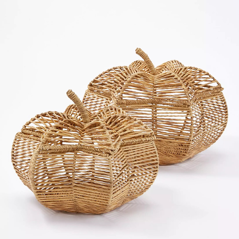 Cestas de almacenamiento de calabaza tejidas a mano al por mayor Cestas de almacenamiento de verduras de calabaza Cestas de almacenamiento de escritorio Cestas de artículos de decoración del hogar