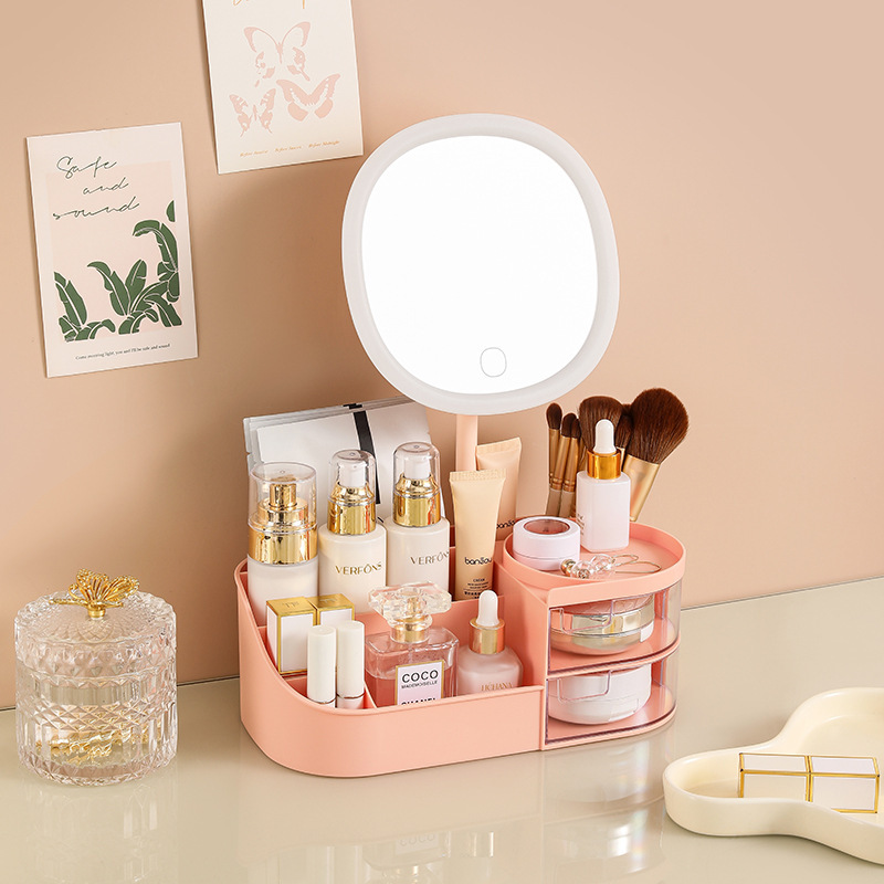 Caja de almacenamiento de cosméticos tipo cajón mesa de tocador espejo de maquillaje estante de productos de cuidado de la piel caja de maquillaje de lápiz labial transfronterizo